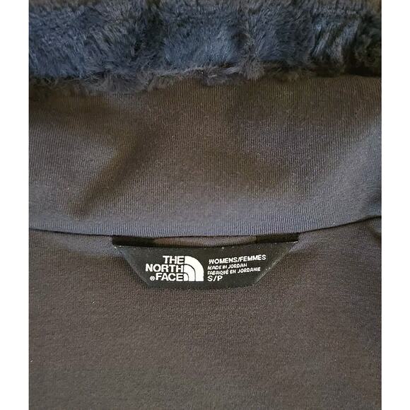 The North Face Faux Fur Bomber Jacket Women's Small Vertical Stripe Dark Grey - Picture 7 of 13